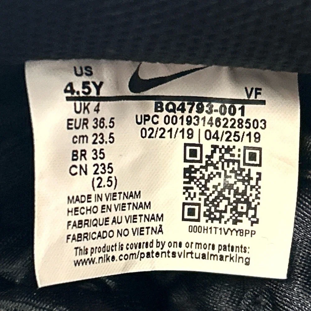 Nike‎ AF1-Type Air Force 1 Type Low Black-Anthracite-Zinnia Youth Size 4.5Y